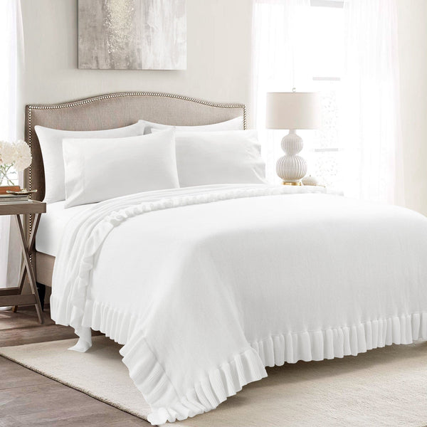 Lush Decor Reyna Soft Knitted Ruffle Blanket/Coverlet