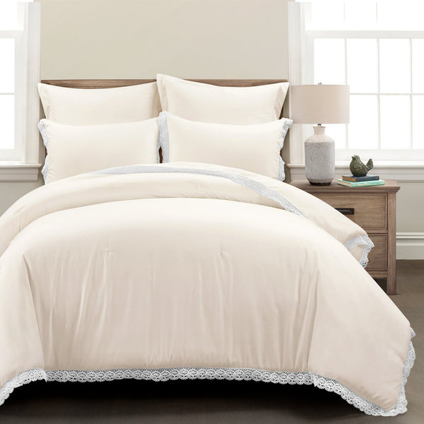 Lush Decor Rosalie Cottagecore Lace Trim 5 Piece Comforter Set