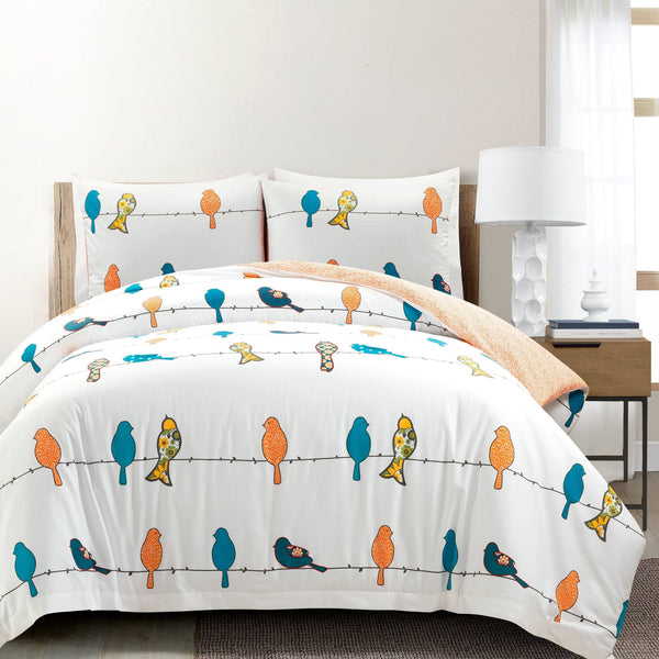 Lush Decor Rowley Birds Cotton Duvet Cover 3 Piece Set