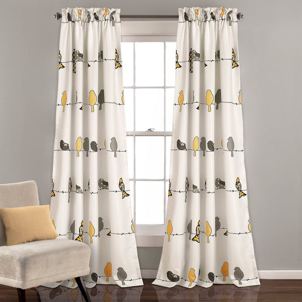 Lush Decor Rowley Birds Light Filtering Window Curtain Set