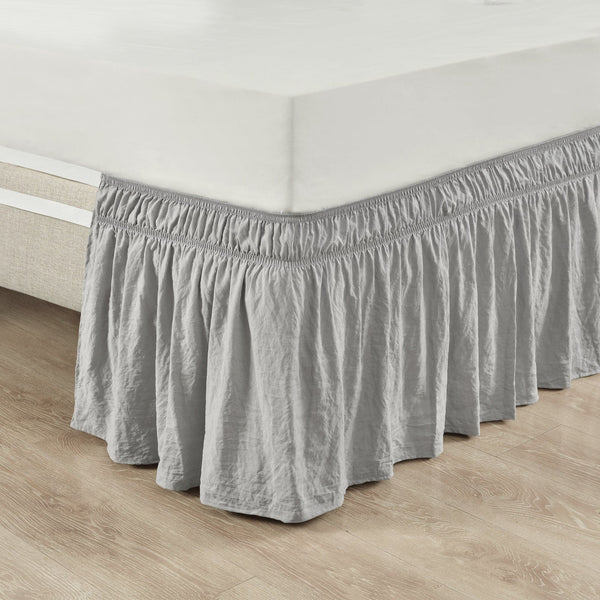 Lush Decor Ruched Ruffle Elastic Easy Wrap Around Bed Skirt