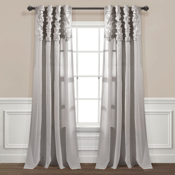 Lush Decor Ruched Waterfall Faux Linen Window Curtain Panel