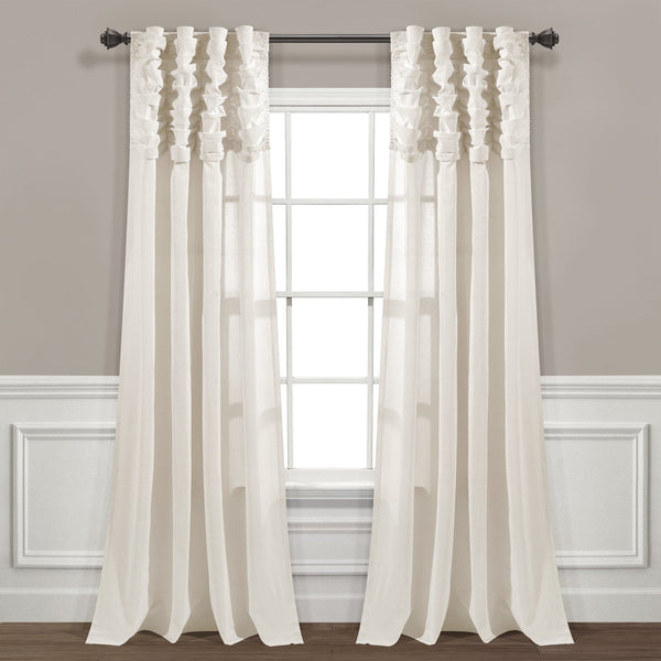 Lush Decor Ruched Waterfall Faux Linen Window Curtain Panel
