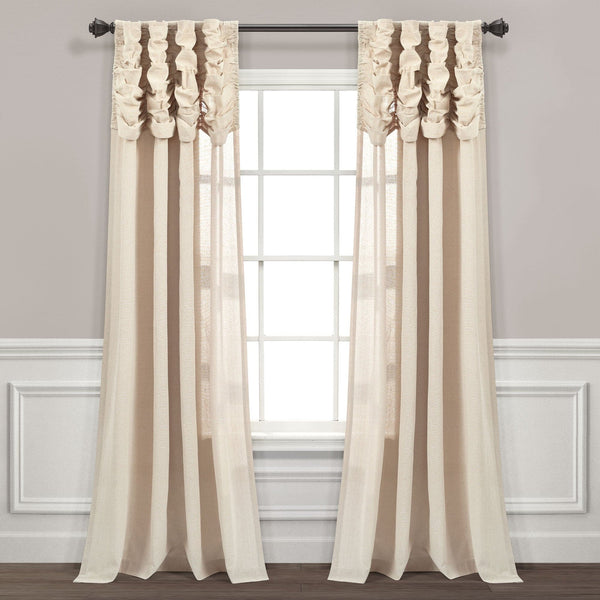 Lush Decor Ruched Waterfall Faux Linen Window Curtain Panel