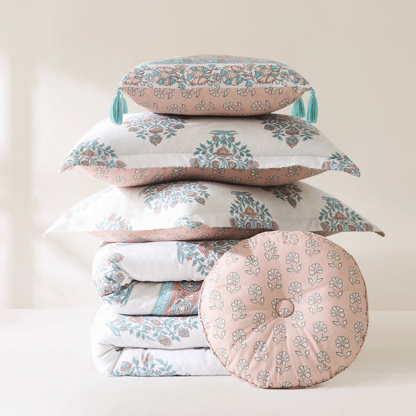 Lush Decor Sofia Flower Block Bouquet Comforter 5Pc Set