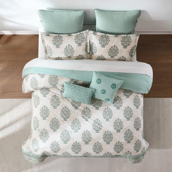 Lush Decor Sofia Flower Block Bouquet Cotton Comforter Set