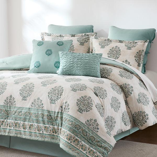 Lush Decor Sofia Flower Block Bouquet Cotton Comforter Set