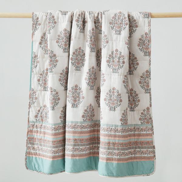 Lush Decor Sofia Flower Block Bouquet Reversible Cotton Throw Blanket