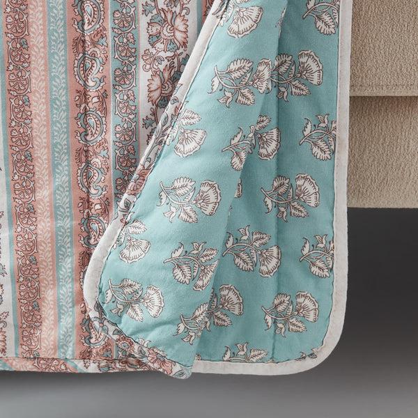 Lush Decor Sofia Flower Block Bouquet Reversible Cotton Throw Blanket