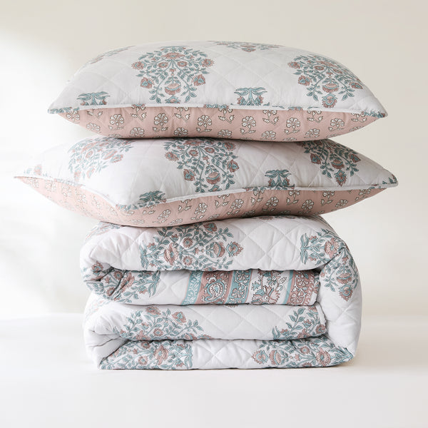 Lush Decor Sofia Flower Block Bouquet Reversible Quilt 6Pc Set