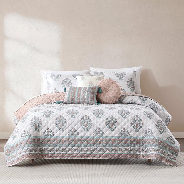 Lush Decor Sofia Flower Block Bouquet Reversible Quilt 6Pc Set