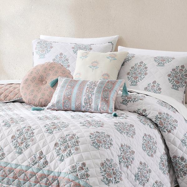 Lush Decor Sofia Flower Block Bouquet Reversible Quilt 6Pc Set