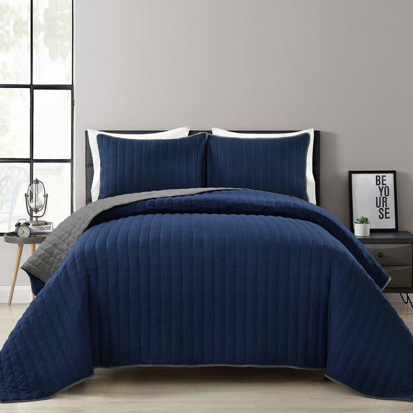 Lush Decor Soft Stripe All Season Quilt/Coverlet Set