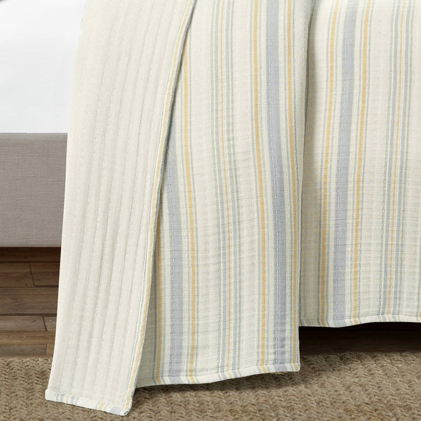 Lush Decor Solange Stripe Kantha Pick Stitch Yarn Dyed Cotton Woven Quilt/Coverlet Set
