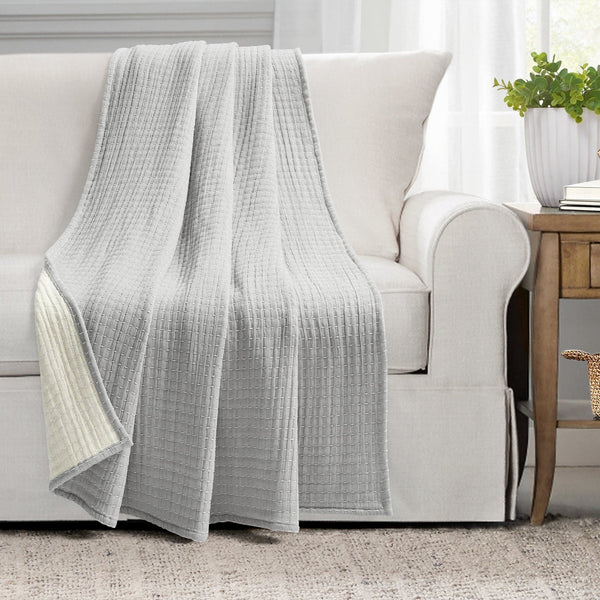 Lush Decor Solid Kantha Pick Stitch Yarn Dyed Cotton Woven Throw