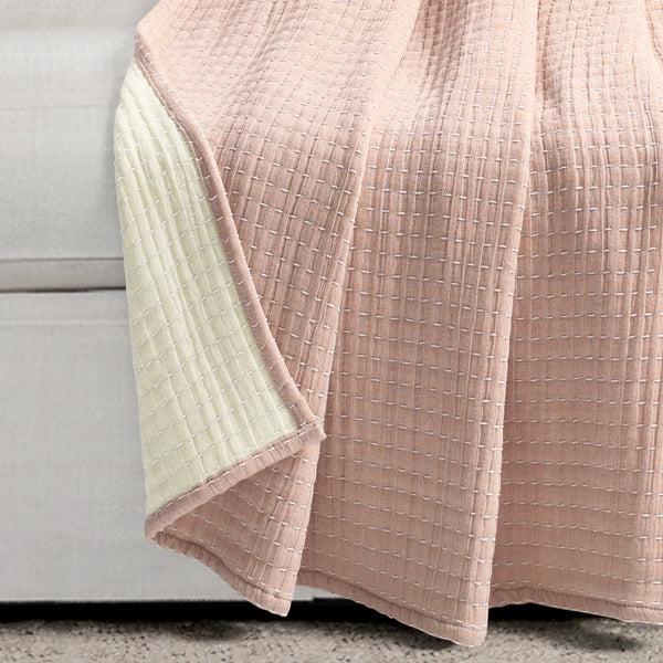Lush Decor Solid Kantha Pick Stitch Yarn Dyed Cotton Woven Throw