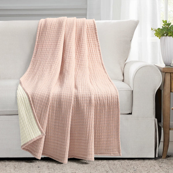 Lush Decor Solid Kantha Pick Stitch Yarn Dyed Cotton Woven Throw
