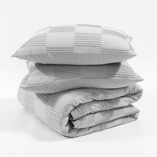 Lush Decor Sorano Chambray Textured Jacquard Cotton Duvet Cover 3 Piece Set
