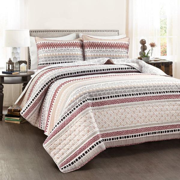 Lush Decor Southwest Stripe Reversible 3 Piece Quilt Set