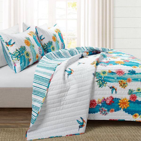 Lush Decor Southwest Vibrant Cactus Reversible 3 Piece Quilt Set