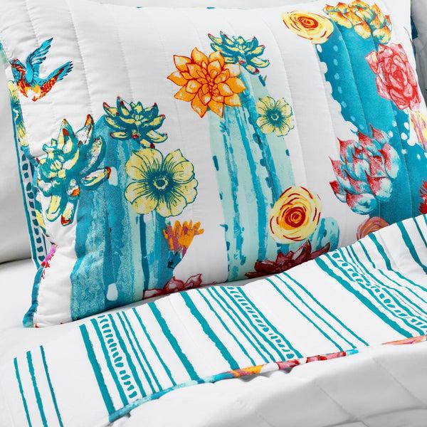 Lush Decor Southwest Vibrant Cactus Reversible 3 Piece Quilt Set
