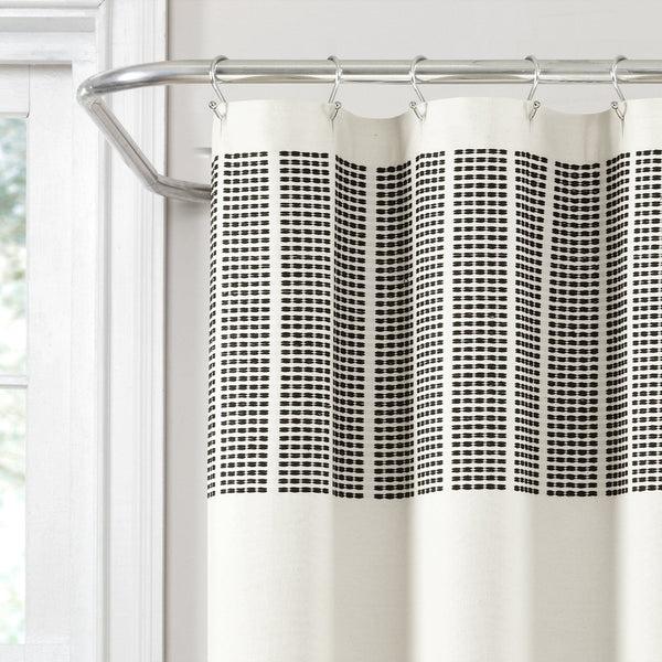 Lush Decor Stitched Woven Stripe Yarn Dyed Recycled Cotton Blend Shower Curtain