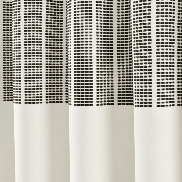 Lush Decor Stitched Woven Stripe Yarn Dyed Recycled Cotton Blend Shower Curtain