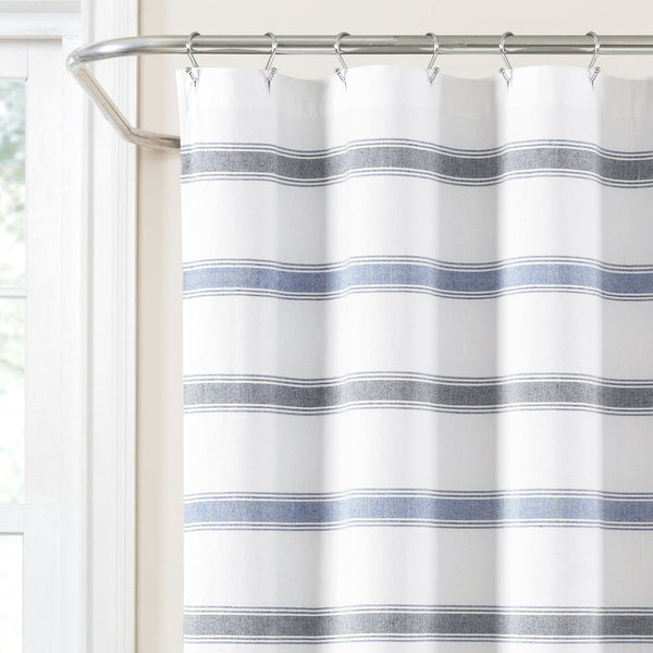 Lush Decor Stripe Woven Textured Yarn Dyed Recycled Cotton Shower Curtain