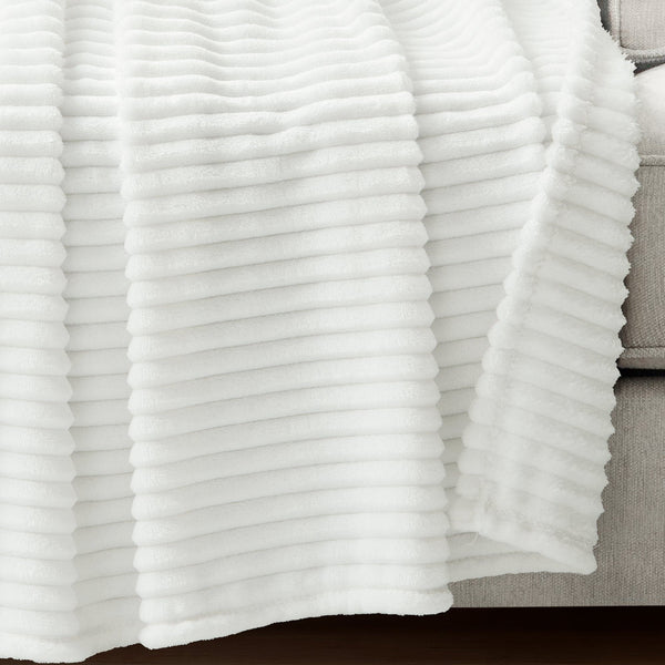 Lush Decor Super Cozy Ultra Soft Ribbed Faux Fur Throw