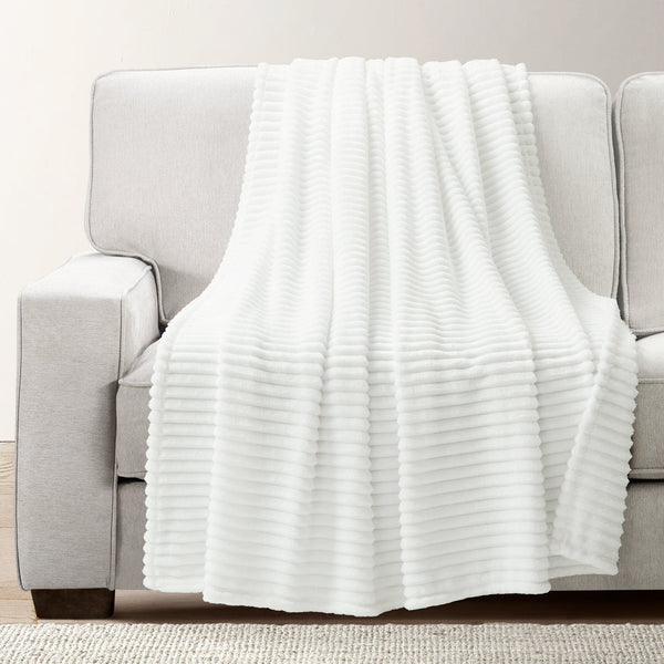 Lush Decor Super Cozy Ultra Soft Ribbed Faux Fur Throw