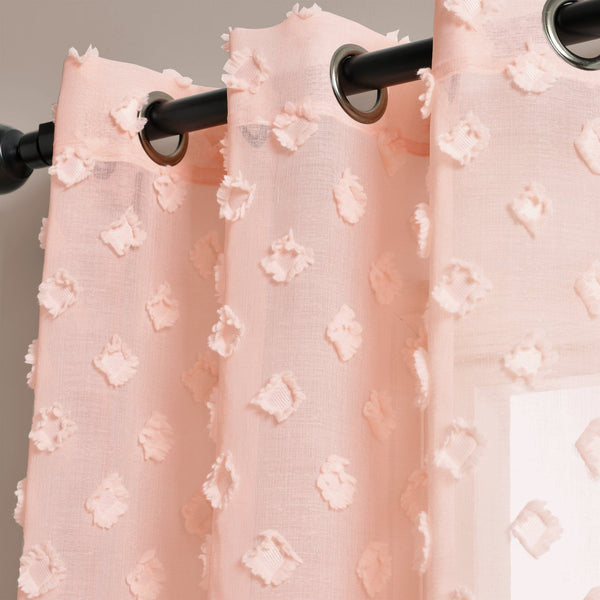 Lush Decor Textured Dot Grommet Sheer Window Curtain Panel Set