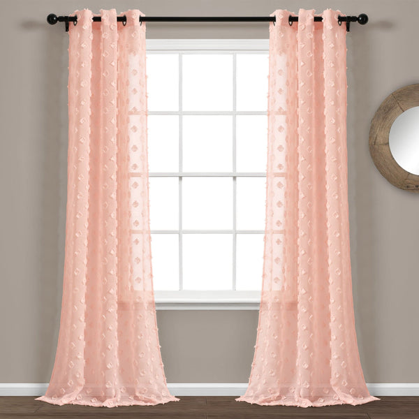 Lush Decor Textured Dot Grommet Sheer Window Curtain Panel Set