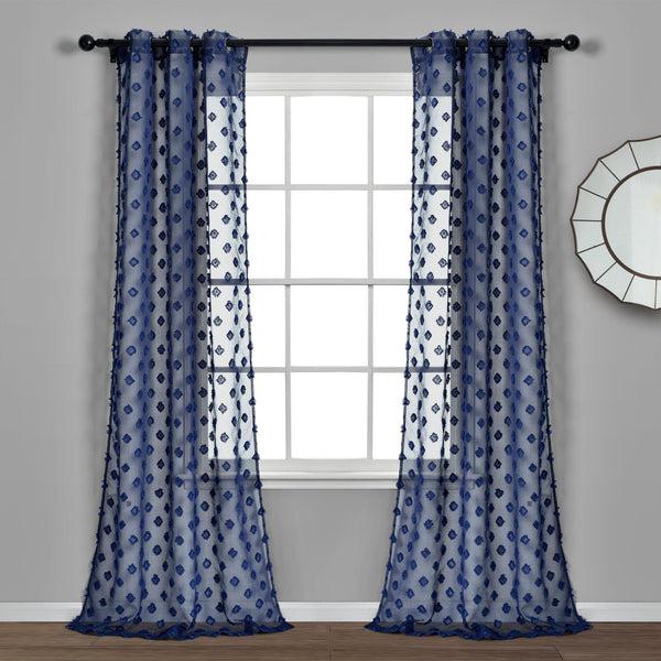 Lush Decor Textured Dot Grommet Sheer Window Curtain Panel Set