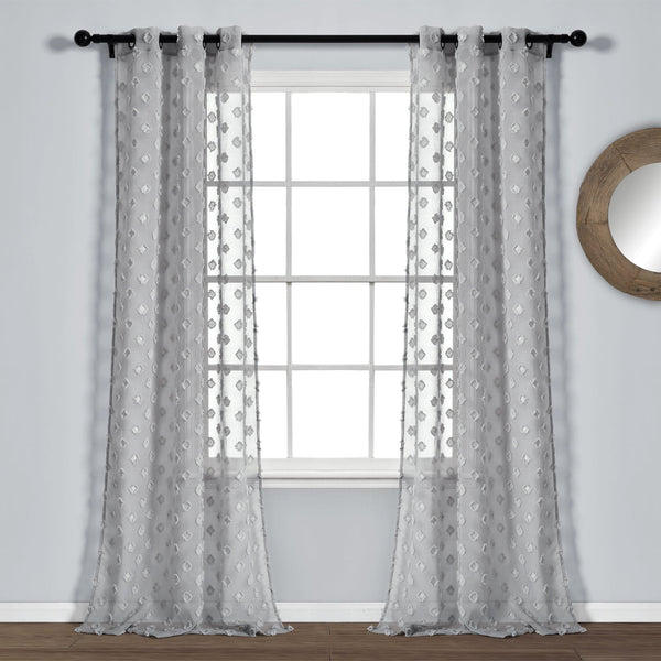Lush Decor Textured Dot Grommet Sheer Window Curtain Panel Set
