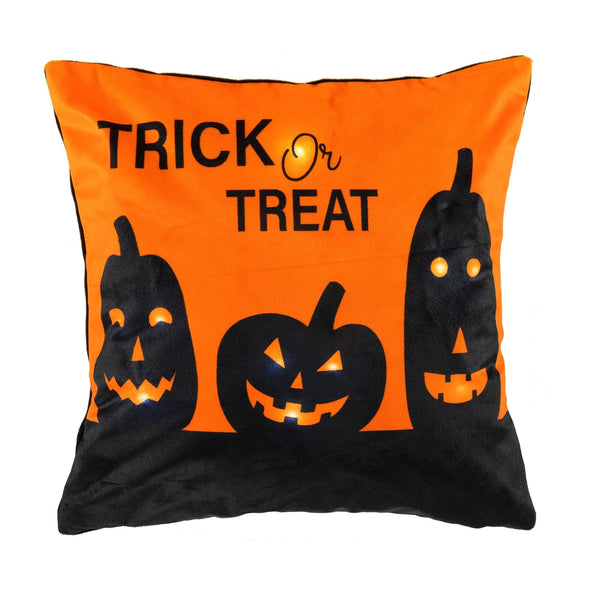 Lush Decor Trick Or Treat Pumpkin LED Decorative Pillow