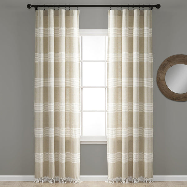 Lush Decor Tucker Stripe Yarn Dyed Knotted Tassel Window Curtain Panel Set