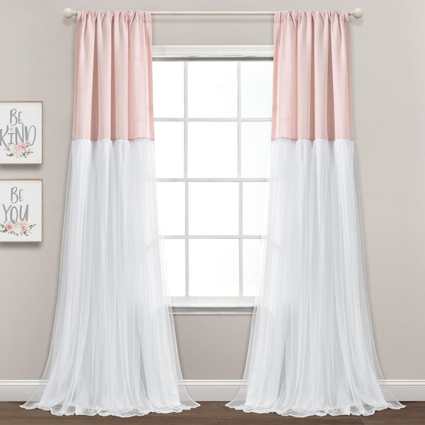 Lush Decor Tulle Skirt Colorblock Window Curtain Panel Set