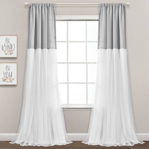 Lush Decor Tulle Skirt Colorblock Window Curtain Panel Set