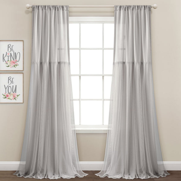 Lush Decor Tulle Skirt Solid Window Curtain Panel Set