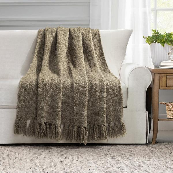Lush Decor Tulum Boucle Textured Woven Fringed Throw Blanket