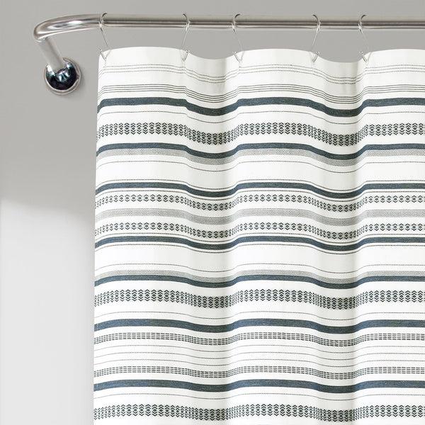 Lush Decor Urban Woven Yarn Dyed Recycled Cotton Blend Shower Curtain
