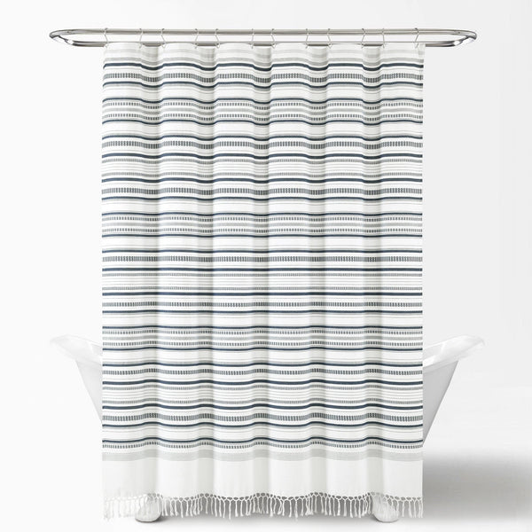 Lush Decor Urban Woven Yarn Dyed Recycled Cotton Blend Shower Curtain
