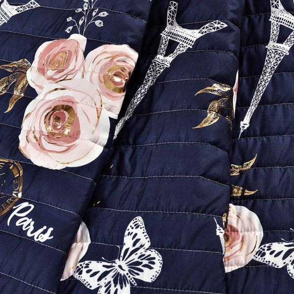 Lush Decor Vintage Paris Rose Butterfly Script Throw