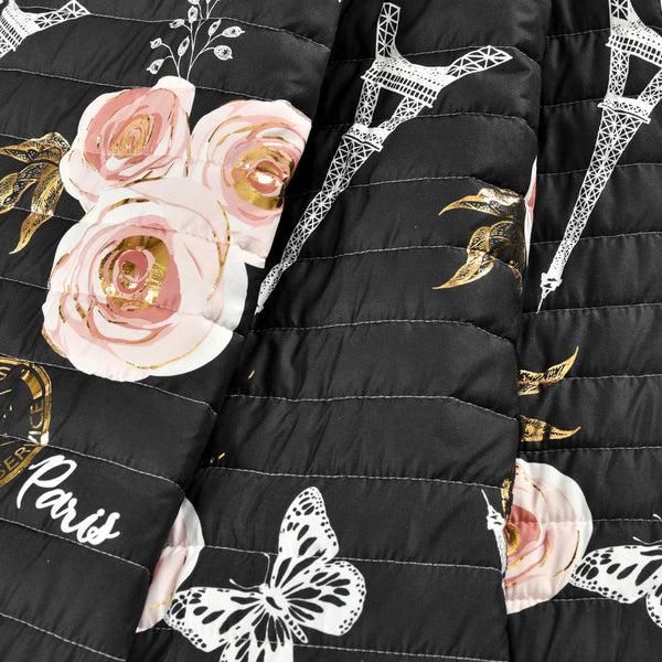 Lush Decor Vintage Paris Rose Butterfly Script Throw