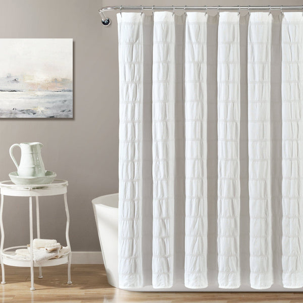 Lush Decor Waffle Stripe Woven Cotton Shower Curtain