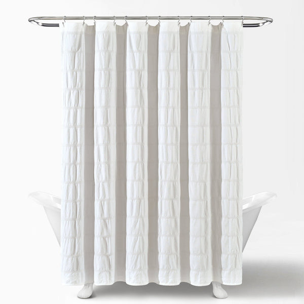 Lush Decor Waffle Stripe Woven Cotton Shower Curtain
