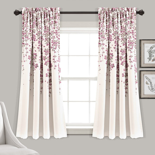 Lush Decor Weeping Flower Light Filtering Window Curtain Set
