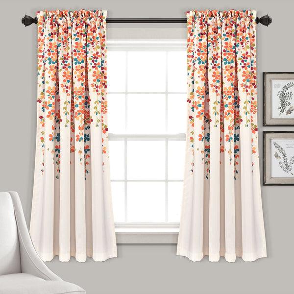 Lush Decor Weeping Flower Light Filtering Window Curtain Set