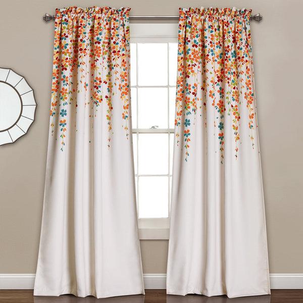 Lush Decor Weeping Flower Light Filtering Window Curtain Set