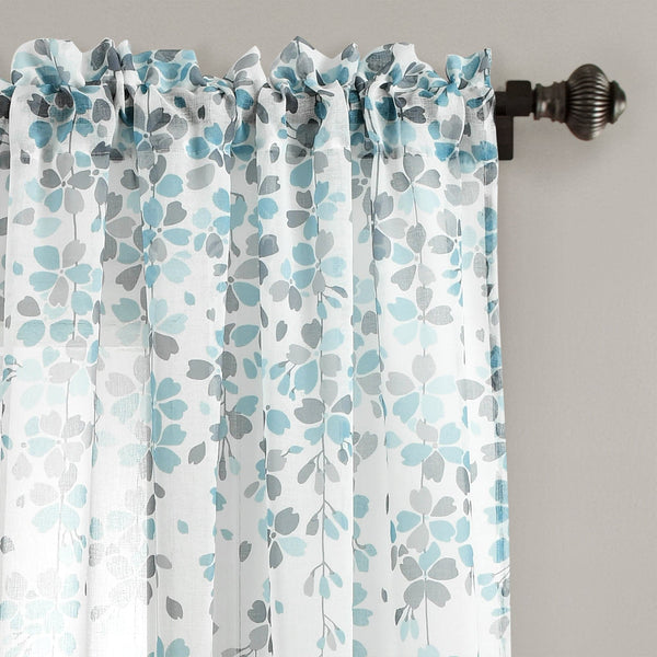 Lush Decor Weeping Flower Sheer Window Curtain Panel Set